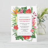 Hawaiiaans thema 12e verjaardagsfeest Hibiscus Kaart (Staand voorkant)