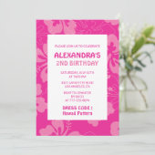 Hawaiiaans thema 2e verjaardagsfeest roze kaart (Staand voorkant)