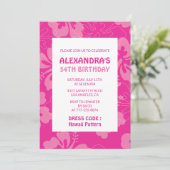 Hawaiiaans thema 54e verjaardagsfeest roze kaart (Staand voorkant)