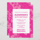 Hawaiiaans thema 89ste verjaardagsfeest roze kaart (Voorkant / Achterkant)