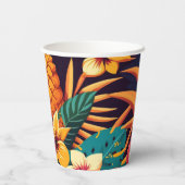 Hawaiiaans tropisch botanisch patroon. Bloei bloem Papieren Bekers (Achterkant)