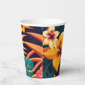 Hawaiiaans tropisch botanisch patroon. Bloei bloem Papieren Bekers (Rechts)