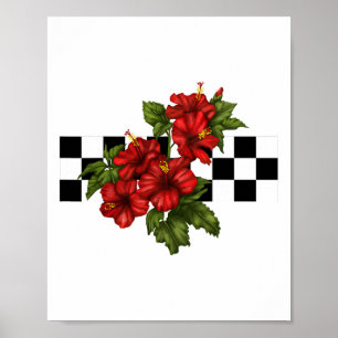 Hawaiiaans tropisch hibiscus bloemenschaakbord poster
