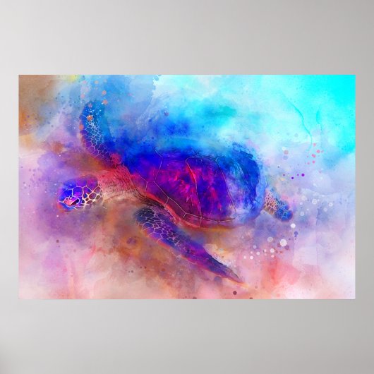 Hawaiiaans Zee Poster Waterverf (Voorkant)