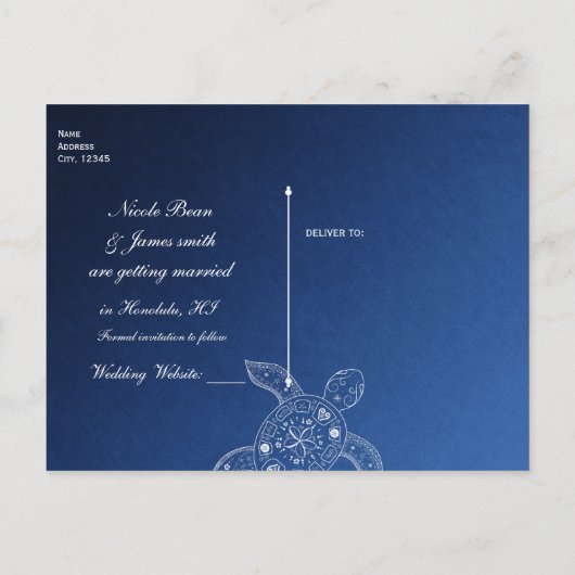 Hawaiiaans Zee schilder wit blauw strand behalve d Aankondigingskaart (Achterkant)