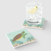 Hawaiiaans Zee Turtle Coastal Onderzetter (Zijkant)