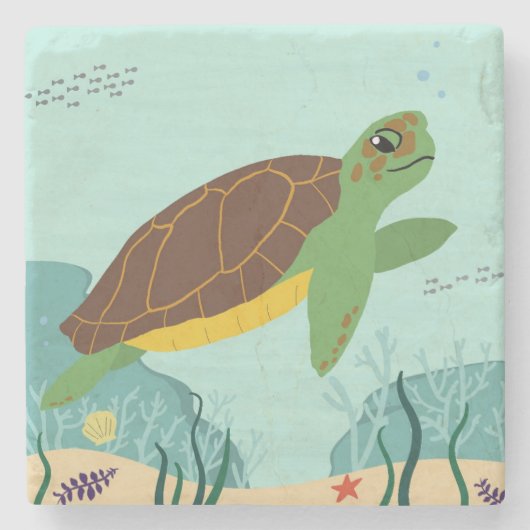 Hawaiiaans Zee Turtle Coastal Onderzetter (Voorkant)