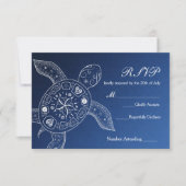 Hawaiiaans Zee Turtle White Blue Beach Weddenschap RSVP Kaartje (Voorkant)