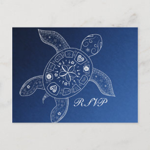 Hawaiiaans Zee Turtle White Blue Beach Weddenschap Uitnodiging Briefkaart