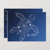 Hawaiiaans Zee Turtle White Blue Beach Weddenschap Uitnodiging Briefkaart (Voorkant / Achterkant)