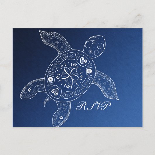 Hawaiiaans Zee Turtle White Blue Beach Weddenschap Uitnodiging Briefkaart (Voorkant)