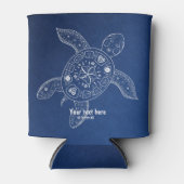 Hawaiiaans Zee Turtle White op Blue Beach Tropical Blikjeskoeler (Voorkant)