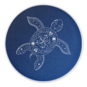 Hawaiiaans Zee Turtle White op Blue Beach Tropical Keramische Knop (Voorkant)