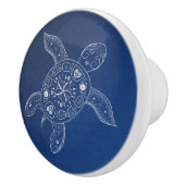 Hawaiiaans Zee Turtle White op Blue Beach Tropical Keramische Knop (Rechts)