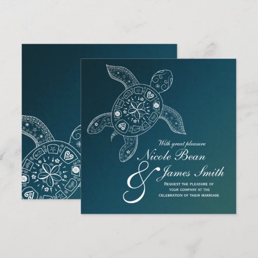 Hawaiiaans Zee Turtle White over Blauwgroen strand Kaart (Voorkant / Achterkant)