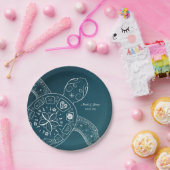 Hawaiiaans Zee Turtle White over Blauwgroen strand Papieren Bordje (Feest)