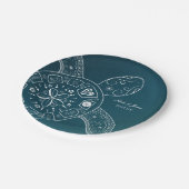 Hawaiiaans Zee Turtle White over Blauwgroen strand Papieren Bordje (Gekanteld)