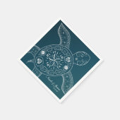 Hawaiiaans Zee Turtle White over Blauwgroen strand Servet (Hoek)