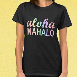 Hawaiiaanse Aloha Mahalo Beachy in Pastelregenboog T-shirt