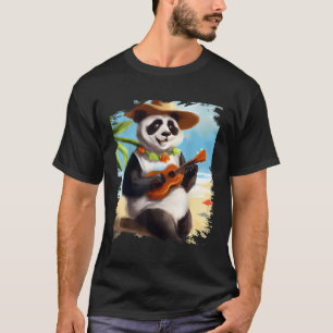 Hawaiiaanse Aloha Panda spelen Ukulele Beach T-shirt