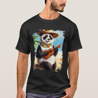 Hawaiiaanse Aloha Panda spelen Ukulele Beach T-shirt