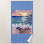 Hawaiiaanse Baby Zee schildpadden bij strand Strandlaken (Voorkant)