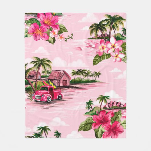  Hawaiiaanse barkdoek ontworpen door tropische eil Fleece Deken (Voorkant)