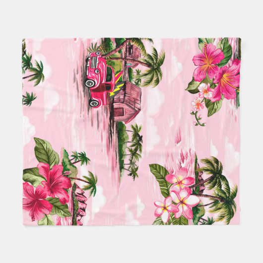 Hawaiiaanse barkdoek ontworpen door tropische eil Fleece Deken (Voorkant (Horizontaal))