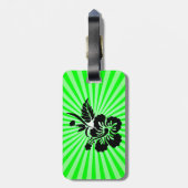 Hawaiiaanse bloemen; groen bagagelabel (Achterkant verticaal)