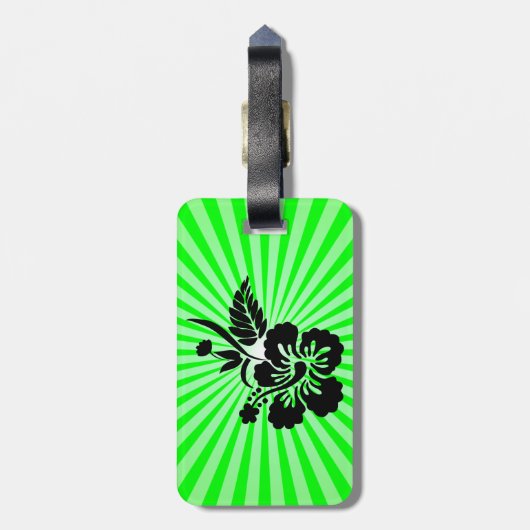 Hawaiiaanse bloemen; groen bagagelabel (Achterkant verticaal)