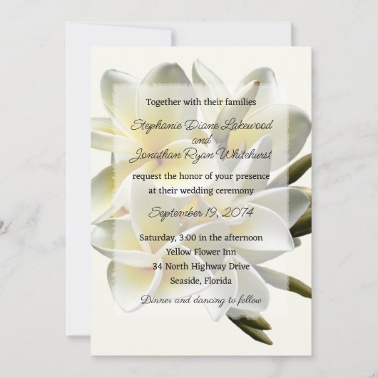 Hawaiiaanse bruiloft Frangipani uitnodiging (Voorkant)