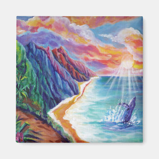 Hawaiiaanse bultrug en Na Pali van Kauai Magneet