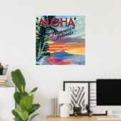 Hawaiiaanse eilanden Aloha Sunset Poster (Thuiskantoor)