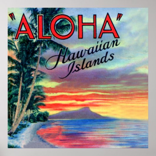 Hawaiiaanse eilanden Aloha Sunset Poster (Voorkant)