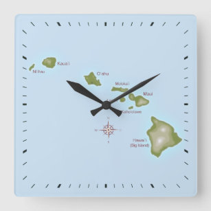 Hawaiiaanse eilanden vierkante klok