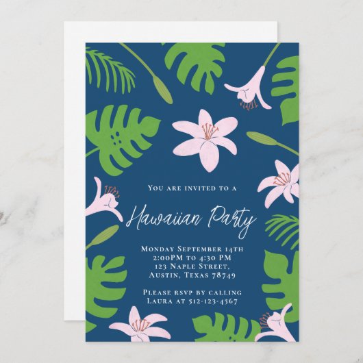 Hawaiiaanse feestuitnodiging kaart (Voorkant / Achterkant)