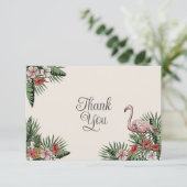 Hawaiiaanse Flamingo & Hibiscus Ivoor Bedankt (Staand voorkant)