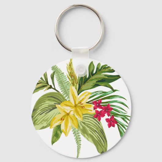 Hawaiiaanse geel en rode bloemen sleutelhanger (Voorkant)