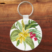 Hawaiiaanse geel en rode bloemen sleutelhanger (Voorkant)