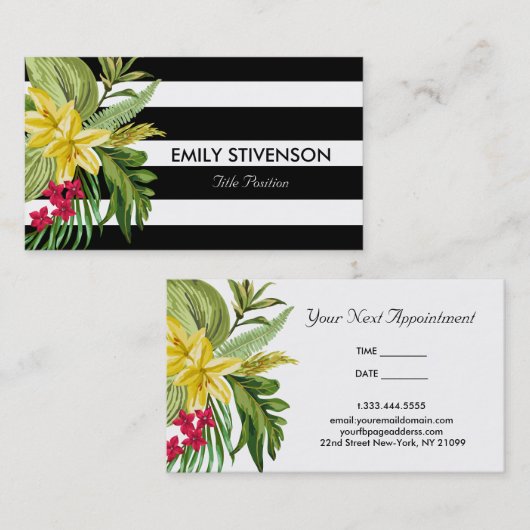 Hawaiiaanse geel en rode bloemen visitekaartje (Voorkant / Achterkant)