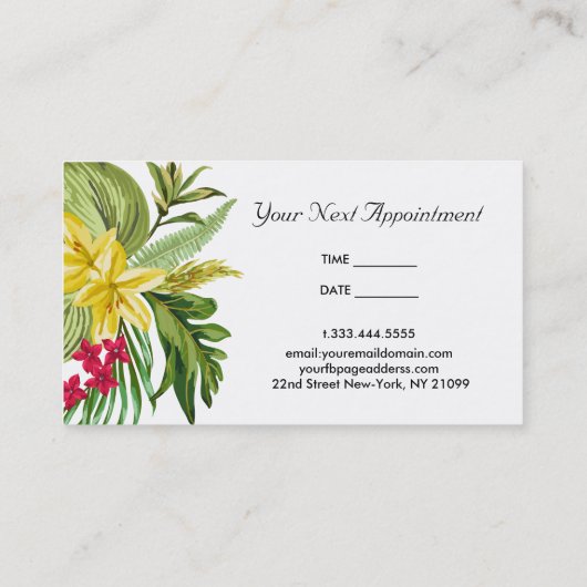 Hawaiiaanse geel en rode bloemen visitekaartje (Achterkant)