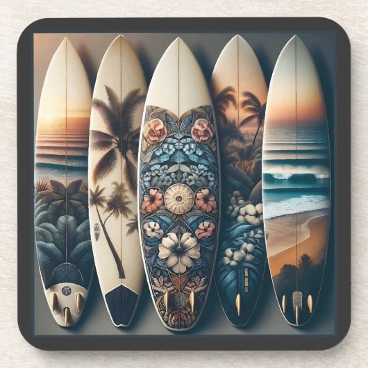 Hawaiiaanse geschilderde surfplanken bier onderzetter (Voorkant)