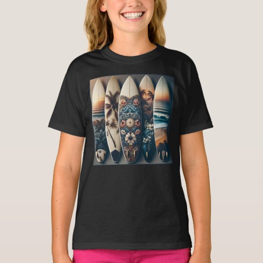 Hawaiiaanse geschilderde surfplanken t-shirt (Voorkant)
