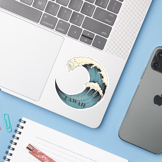 Hawaiiaanse golfsticker sticker (Laptop met iPhone)
