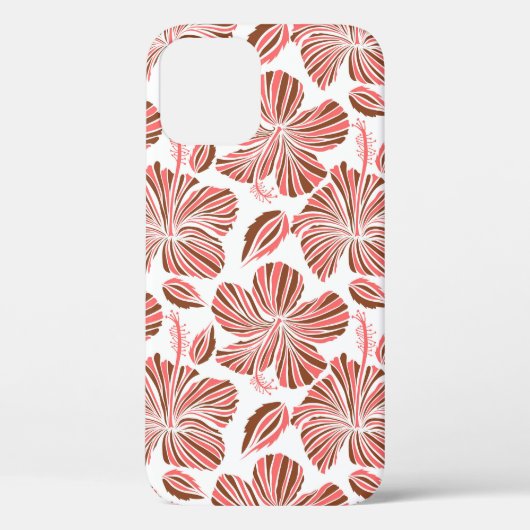 Hawaiiaanse hibiscus bloemen: bruine tropische sti Case-Mate iPhone case (Achterkant)
