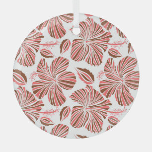 Hawaiiaanse hibiscus bloemen: bruine tropische sti glas ornament