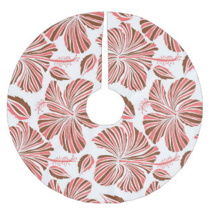 Hawaiiaanse hibiscus bloemen: bruine tropische sti kerstboom rok