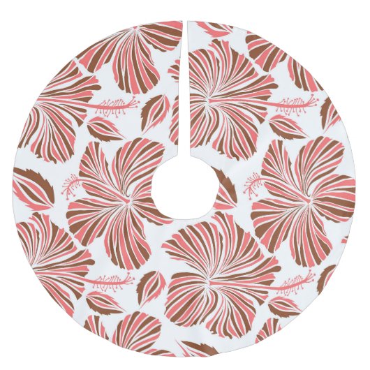 Hawaiiaanse hibiscus bloemen: bruine tropische sti kerstboom rok (Voorkant)