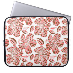 Hawaiiaanse hibiscus bloemen: bruine tropische sti laptop sleeve