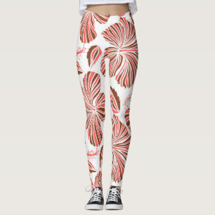 Hawaiiaanse hibiscus bloemen: bruine tropische sti leggings